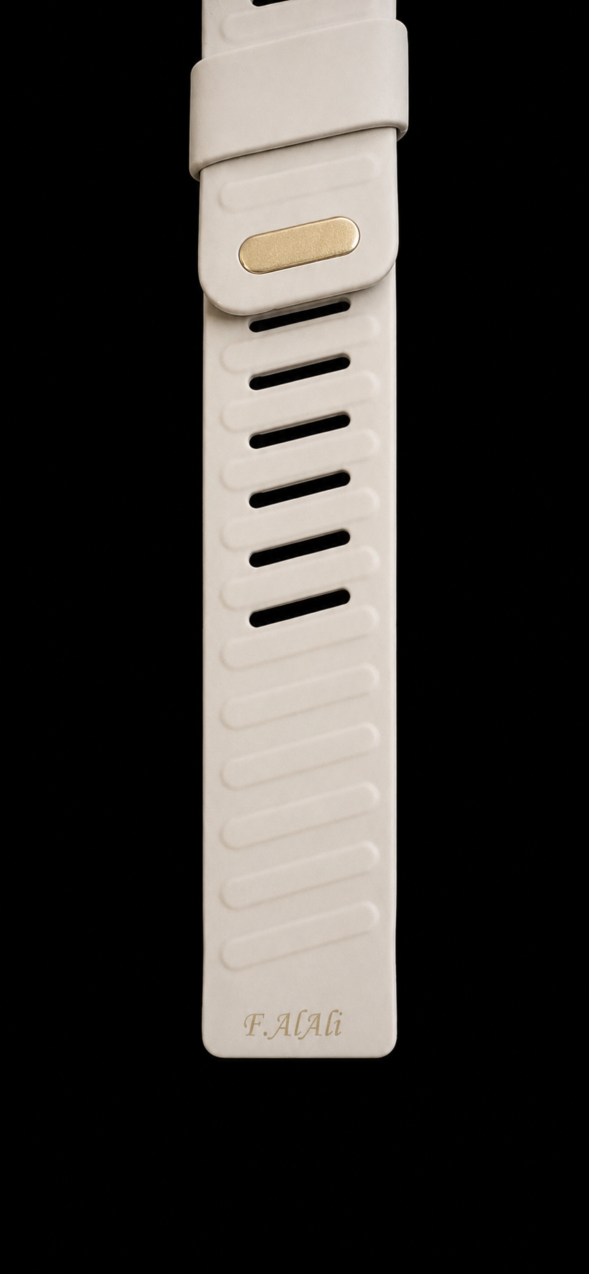 Pearl white strap personalized with a name engraving